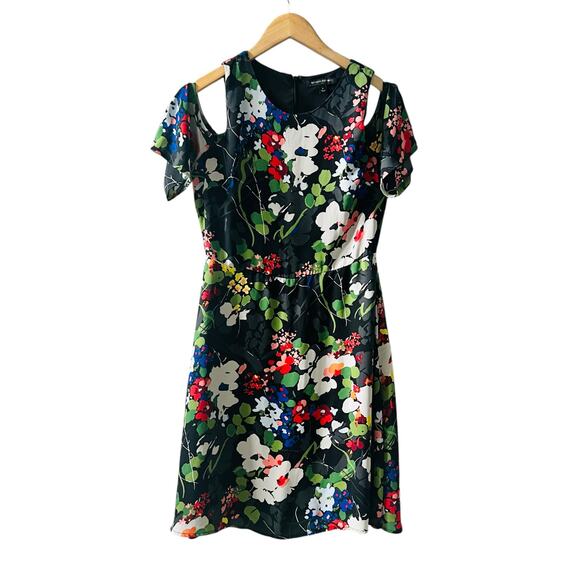 Banana Republic Floral Multicolor Cold Shoulder Dress Size 4 - Picture 1 of 6